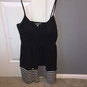 Black dress with white stripe at bottom
